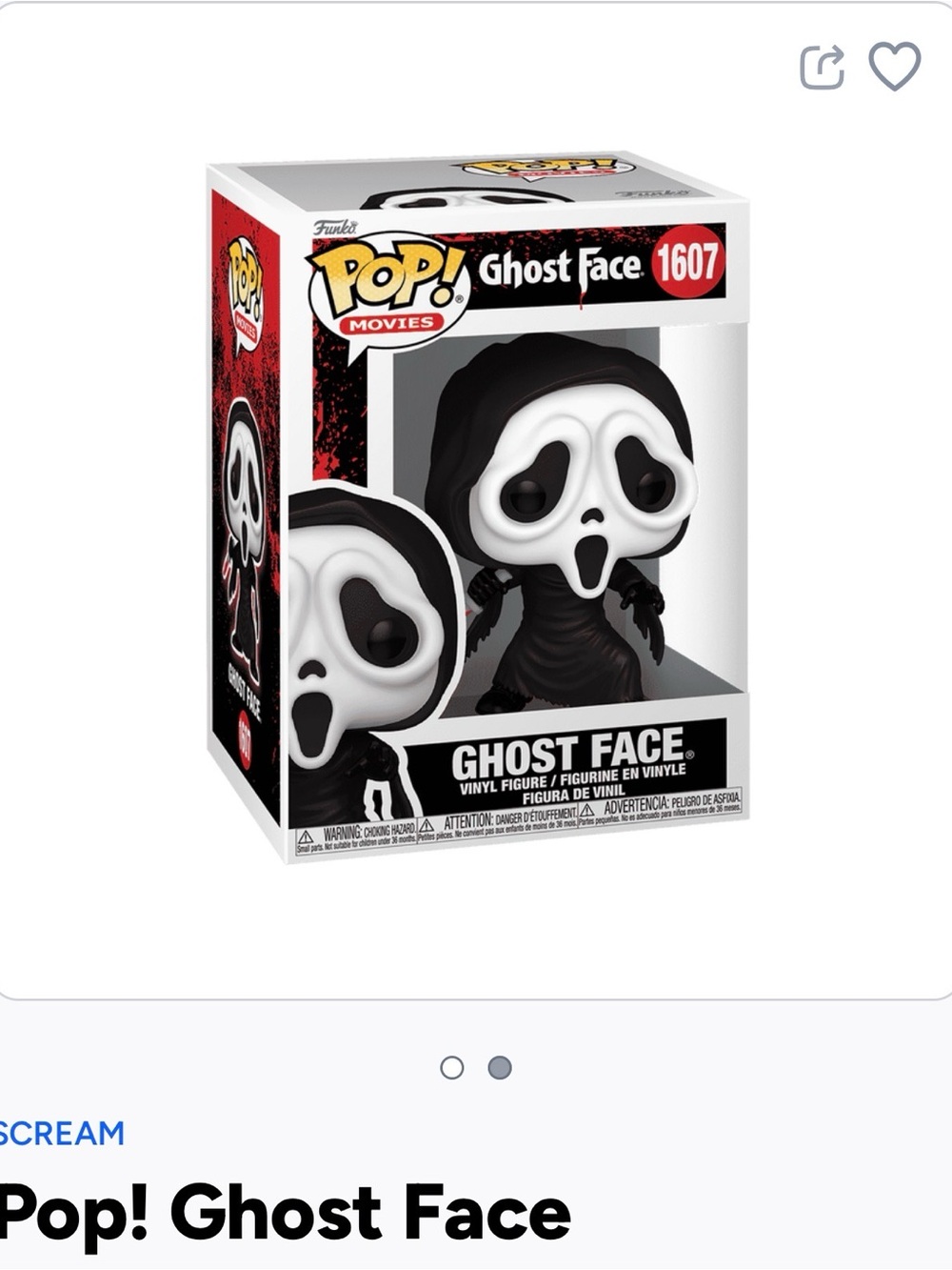 Funko Pop! Movies Ghost Face Figure - Black & White- 1607